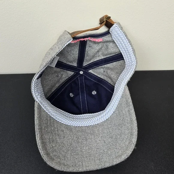 Vineyard Vines Hat Cap Mens Strap Back Grey Spellout Pink Whale Logo Golf Prep - Picture 7 of 9